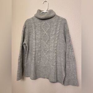 Gap gray Cable turtleneck chunky wool alpaca blend oversized sweater S